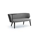 Leyform Loungesofa Alise 2-Sitzer Niedrig mit Schreibplatte, B 1410 x T 710 x H 710 mm, Wollmischgewebe/Holz, dunkelgrau/schwarz