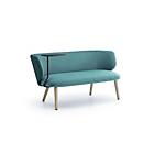 Leyform Loungesofa Alise 2-Sitzer Niedrig mit Schreibplatte, B 1410 x T 710 x H 710 mm, Wollmischgewebe/Holz, dunkelpetrol/Esche Natur