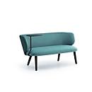 Leyform Loungesofa Alise 2-Sitzer Niedrig mit Schreibplatte, B 1410 x T 710 x H 710 mm, Wollmischgewebe/Holz, dunkelpetrol/schwarz