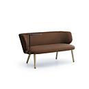 Leyform Loungesofa Alise 2-Sitzer Niedrig mit Schreibplatte, B 1410 x T 710 x H 710 mm, Wollmischgewebe/Holz, dunkelrost/Esche Natur