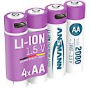 Li-Ion Akkus ANSMANN Mignon AA, 1,5 V, Typ 2000 (min. 1800 mAh), 3,26 Wh, Type C Ladung, 4 Stück