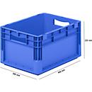 Lichte Eurobox ELB 4220, van PP, inhoud 20,4 l, zonder deksel, blauw
