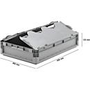 Lichte Eurobox ELB 6120, van PP, inhoud 23,3 l, met deksel, grijs