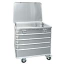 Lightweight metal trolley, with hinged lid, 229 l