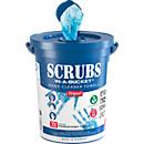 Lingettes nettoyantes pour les mains SCRUBS® IN-A-BUCKET®, parfumées à l'orange, bleues, seau distributeur rechargeable de 72 pièces
