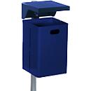 Litter bin with hat, blue (RAL 5013)
