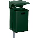 Litter bin with hat, green (RAL 6005)