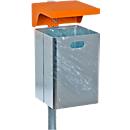 Litter garbage can made of hot-dip galvanized sheet steel, without ashtray, triangular lock, 40 liters, W 310 x D 360 x H 600 mm, silver metallic
