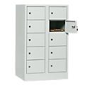 Locker cabinet, sheet steel, hinged right door, cylinder lock, 10 compartments, W 600 x H 965 mm, grey l. RAL 7035/grey l. RAL 7035