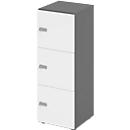 Locker cabinet Topas Line, 3 file heights, 3 compartments, combination lock, W 400 x D 420 x H 1100 mm, graphite/white