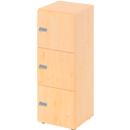 Locker cabinet Topas Line, 3 file heights, 3 compartments, combination lock, W 400 x D 420 x H 1100 mm, maple/maple