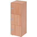 Locker cabinet Topas Line, 3 file heights, 3 compartments, combination lock, W 400 x D 420 x H 1100 mm, walnut/walnut