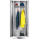 Locker - RVS - B 600 x D 500 x H 1800 mm - met hoedenplank en kledingstang - met sokkel - RVS