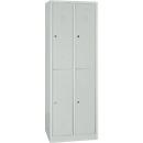 Locker, two levels, 2 x 2 compartments, cylinder lock, luminous grey/luminous grey