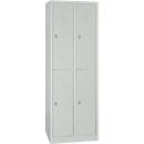 Locker, two levels, 2 x 2 compartments, locking with swivel locking bolt, light grey/light grey