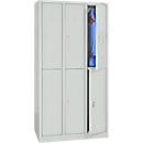 Locker, two levels, 2 x 3 compartments, cylinder lock, light grey RAL 7035/light grey RAL 7035