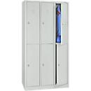 Locker, two levels, 2 x 3 compartments, rotary latch lock, light grey RAL 7035/light grey RAL 7035