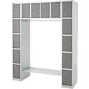 Lockerkast - B 1565 x D 500 x H 1950 mm - 3 x 4 vakken - met kledingstang - schoenrek - lichtgrjs en platinagrijs - ons merk Schäfer Shop Select
