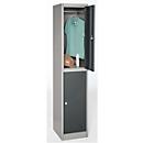 Lockerkast, staal, cilinderslot, met etikethouder, 2 compartimenten, licht zilver/antraciet RAL 7016