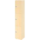 Lockerkast Topas Line, 6 dossierhoogtes, 3 compartimenten, cijferslot, B 400 x D 420 x H 2156 mm, esdoorn/mapulier