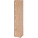 Lockerkast Topas Line, 6 dossierhoogtes, 6 compartimenten, cijferslot, B 400 x D 420 x H 2156 mm, notenhout/walnoot