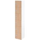Lockerkast Topas Line, 6 dossierhoogtes, 6 compartimenten, cijferslot, B 400 x D 420 x H 2156 mm, wit/eiken