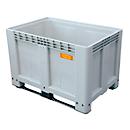 Logistieke box CEMO, polyethyleen, 525 l, L 1200 x B 800 x H 800 mm, stapelbaar, grijs/oranje, met 2 sledes, tot 350 kg