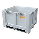 Logistieke box CEMO, polyethyleen, 610 l, L 1200 x B 1000 x H 760 mm, stapelbaar, grijs/oranje, met 3 sledes, tot 450 kg