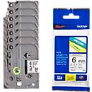 Lot éco cassettes de ruban pour titreuses 6 mm TZe-211 Brother, 6 + 1 GRATUIT