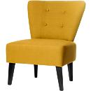 Lounge Sessel BRIGHTON, Stoffbezug, Vintage-Look, Massivholzbeine, safran