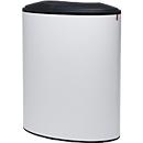 Lune design afvalbak Binc, staal, gesloten kunststof deksel, 50 l, 3 afvalstromen, verrijdbaar, B 360 x D 560 x H 680 mm, wit/zwart