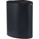 Lune design afvalbak Binc, staal, open kunststof deksel, 50 l, 3 afvalstromen, verrijdbaar, B 360 x D 560 x H 680 mm, zwart