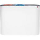 Lune Système de tri des déchets Split, acier galvanisé, 3 flux de déchets, 38 l, anneaux d'écoulement colorés, L 980 x P 300 x H 710 mm, blanc/anthracite