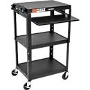 Luxor in hoogte verstelbare multifunctionele trolley met toetsenbordlade, metaal, 3 legborden, 4 zwenkwielen, zwart