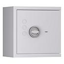 Lyra 1 kluis, weerstandsklasse 0 volgens EN 1143-1, volume 16 l, deur rechts scharnierend, dubbelbaard slot met 2 sleutels, 1 legbord, incl. verankeringsmateriaal, B 400 x D 270 x H 405 mm, lichtgrijs RAL 7035