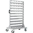 Magasin mobile pour petites pièces, chargement des 2 côtés, sans bacs à bec, L 825 x P 550 x H 1450 mm, acier, gris
