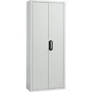 Magazijnkast - B 700 x D 300 x H 1690 mm - 10 legborden - 28 bakken - met deuren - lichtgrijs