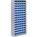 Magazijnkast - B 700 x D 300 x H 1690 mm - 14 legborden - 90 bakken - zonder deuren - blank alu
