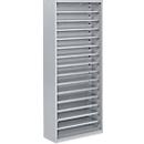 Magazijnkast - B 700 x D 300 x H 1690 mm - 14 legborden - zonder bakken - zonder deuren - blank alu