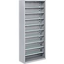 Magazijnkast - B 700 x D 300 x H 1690 mm - 9 legborden - zonder bakken - zonder deuren - blank alu