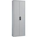 Magazijnkast - B 700 x D 300 x H 1980 mm - 12 legborden - zonder bakken - met deuren - blank alu