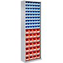 Magazijnkast - B 700 x D 300 x H 1980 mm - 15 legborden - 82 bakken - zonder deuren - blank alu