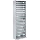 Magazijnkast - B 700 x D 300 x H 1980 mm - 15 legborden - zonder bakken - zonder deuren - blank alu