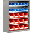 Magazijnkast - B 700 x D 300 x H 830 mm - 4 legborden - 24 bakken - zonder deuren - blank alu