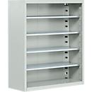 Magazijnkast - B 700 x D 300 x H 830 mm - 4 legborden - zonder bakken - zonder deuren - lichtgrijs