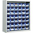Magazijnkast - B 700 x D 300 x H 830 mm - 6 legborden - 42 bakken - zonder deuren - lichtgrijs