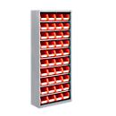 Magazinregal, 1690 mm hoch, 9 Böden, 40 Sichtlagerkästen SSI Schäfer Serie PROFI LF 221, lichtgrau