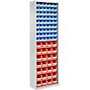 Magazinschrank, 1980 mm hoch, 15 Böden, 82 Kästen, ohne Türen, lichtgrau