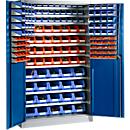 Magazinschrank, mit Ausstattung, B 1200 x T 500 x H 1935 mm, weißaluminium/enzianblau