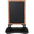 Magnetisch stoepbord WindPro WOOD – hout – B 460 x H 680 mm – voor A1 formaat – weerbestendig - wielen -grenen